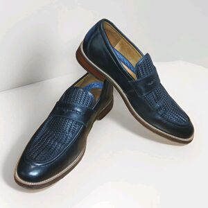 Florsheim Rucci Weave Black Leather Penny Loafers Men’s 8.5 M Slip On 13408-001